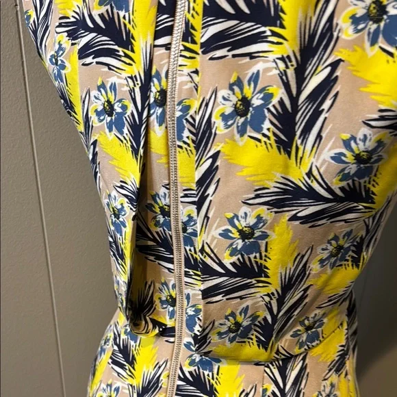 B6 J. Crew Women’s Petite 00P Vibrant Yellow Patterned Midi Dress - Picture 6 of 7